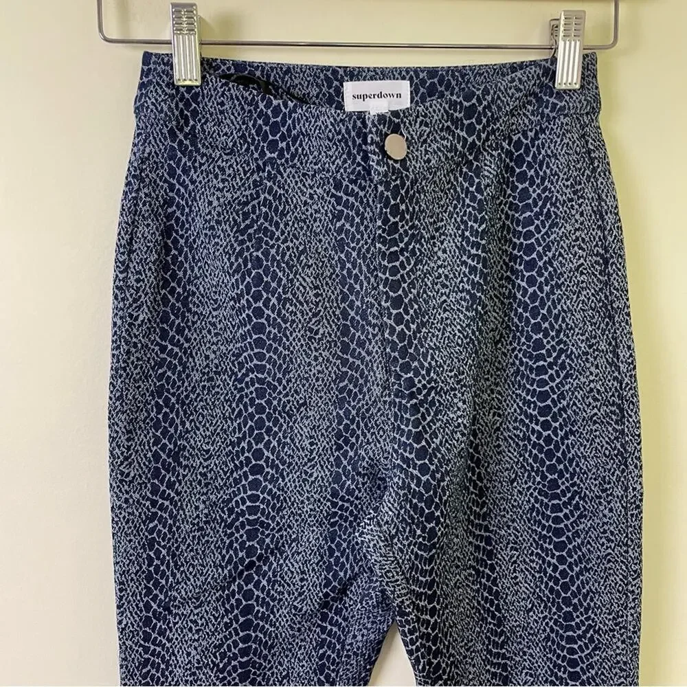 REVOLVE Superdown Snakeskin Print Pants in Navy SIZE XS